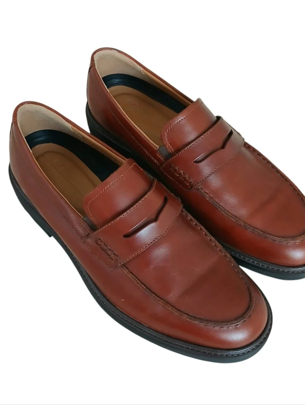 ECCO Metropole London Leather Penny Loafers in Cognac Men's 10.5 Denmark Preppy